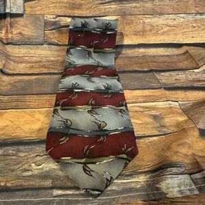 Jerry Garcia 100% Silk Tie Stonehenge Landscape Abstract Branches Burgundy Gray